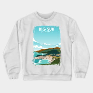 Big Sur California Beach Coast Ocean Travel Poster Crewneck Sweatshirt